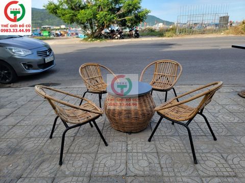 BÀN GHẾ MÂY CAFE