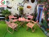 BÀN GHẾ CAFE XẾP SẮT TAY GỖ