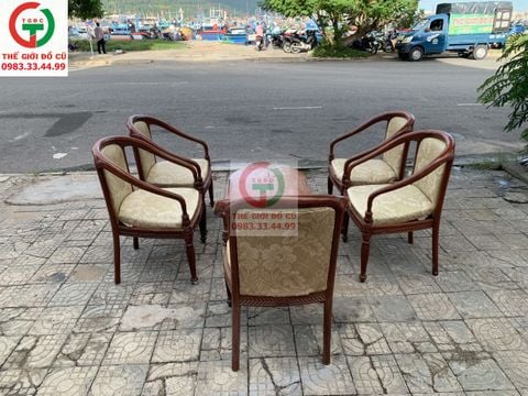 BỘ BÀN TRÀ 5 GHẾ GỖ ĐỆM