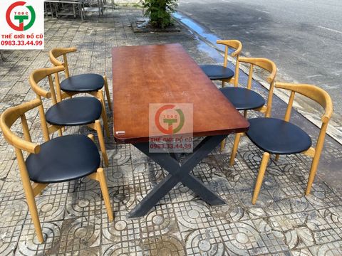 BÀN GHẾ ĂN NHÀ HÀNG GỖ SỒI