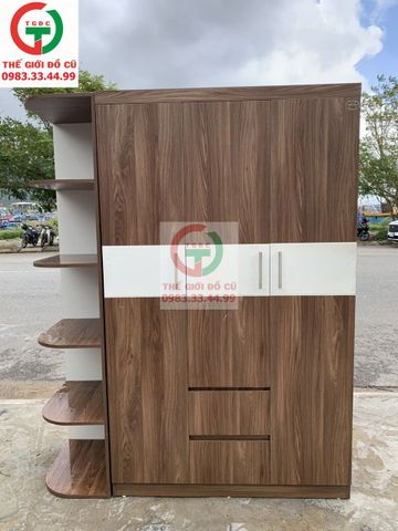 TỦ ÁO QUẦN 3 CÁNH GỖ MDF KỆ BÊN