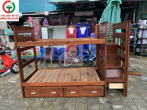 GIƯỜNG GỖ TẦNG CẦU THANG HỘP