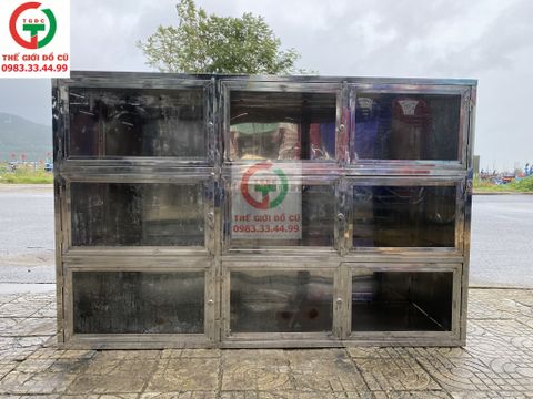 TỦ INOX KÍNH 3 TẦNG