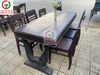 BỘ BÀN TRÀ CHÂN V 6 GHẾ GỖ XƯA
