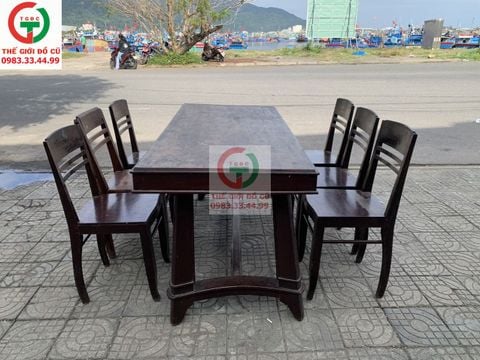 BÀN GHẾ CHỮ U 6 GHẾ GỖ XƯA