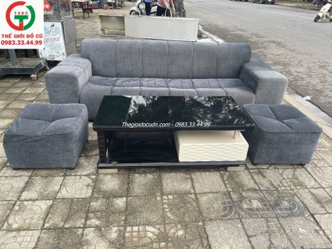 BỘ SOFA ĐỆM NHUNG BÀN KÍNH CƯỜNG LỰC
