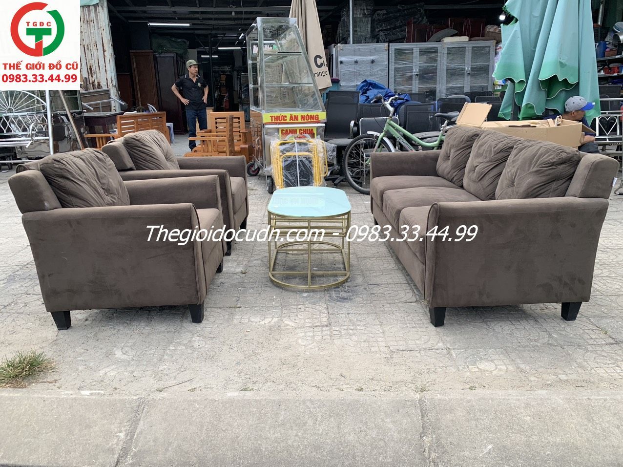 BỘ GHẾ SOFA ĐỆM NHUNG NÂU