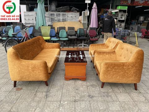 BỘ SOFA ĐỆM NHUNG NÂU