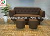 BÀN GHẾ SOFA BĂNG ĐỆM NHUNG KHUNG GỖ SỒI