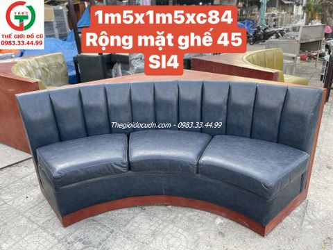 GHẾ SOFA KHUNG GỖ ĐỆM DA GÓC CONG