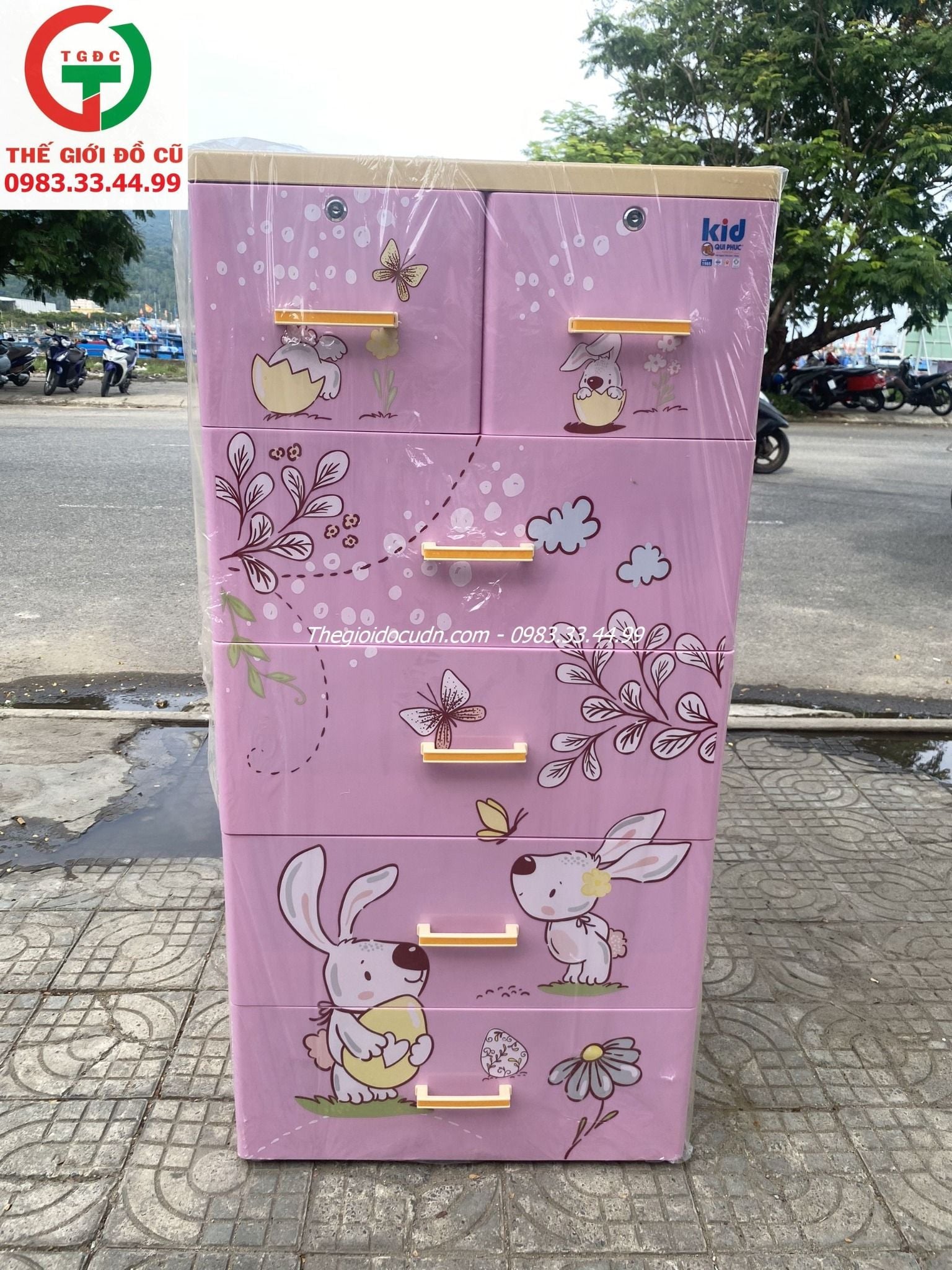 TỦ NHỰA ÁO QUẦN CHO TRẺ 6 NGĂN HỌA TIẾT THỎ HỒNG