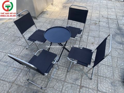 BÀN GHẾ CAFE SẮT XẾP LƯNG LƯỚI