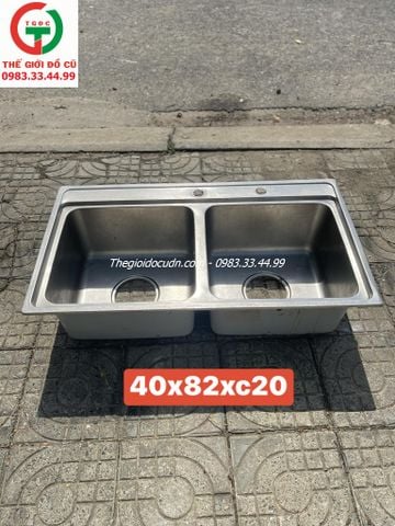 CHẬU RỬA INOX 2 HỌNG KHÔNG CHÂN