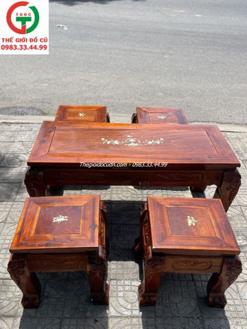 BỘ BÀN TRÀ SALON GÔ 4 GHẾ ĐƠN