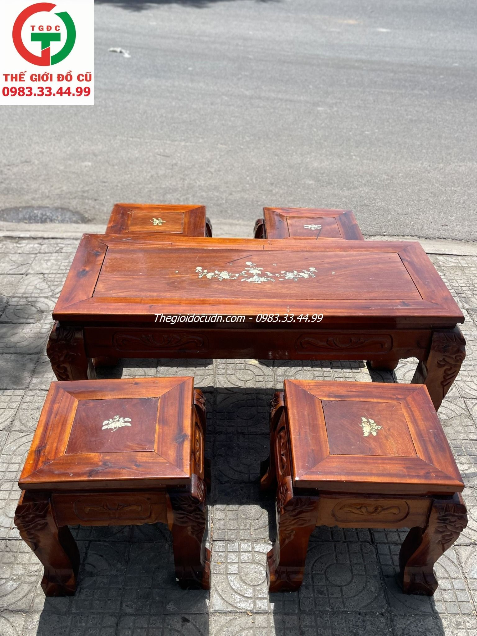 BỘ BÀN TRÀ SALON GÔ 4 GHẾ ĐƠN