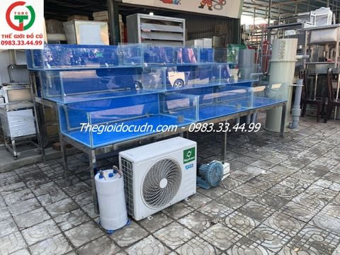 COMBO HỒ BỂ HẢI SẢN INOX KÍNH CƯỜNG LỰC 3 TẦNG 2 NGĂN