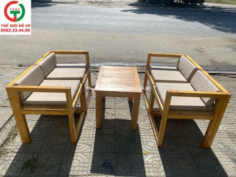 BỘ SALON GỖ ĐỆM CAFE