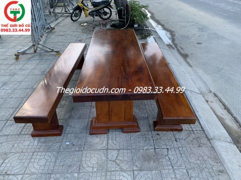 BỘ BÀN GHẾ BĂNG GỖ PHẢN DÀY 8CM