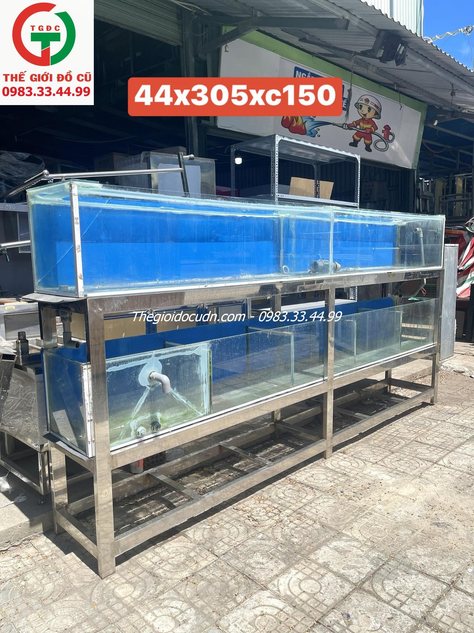 BỂ CHƯA HẢI SẢN INOX KÍNH CƯỜNG LỰC 2 TẦNG