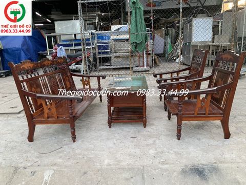 BỘ SALON GỖ HƯƠNG TAY DÙ CHÂN TIỆN XƯA