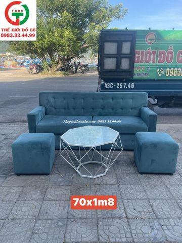 BỘ BÀN GHẾ SOFA BĂNG ĐỆM NHUNG XANH