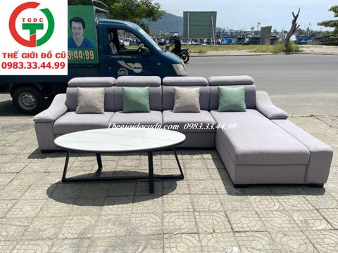 BỘ BÀN GHẾ SOFA GÓC L MÀU GHI