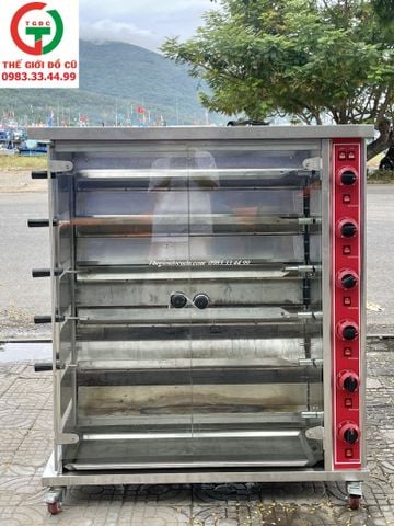 LÒ QUAY GÀ VỊT BẰNG GAS 6 XIÊN