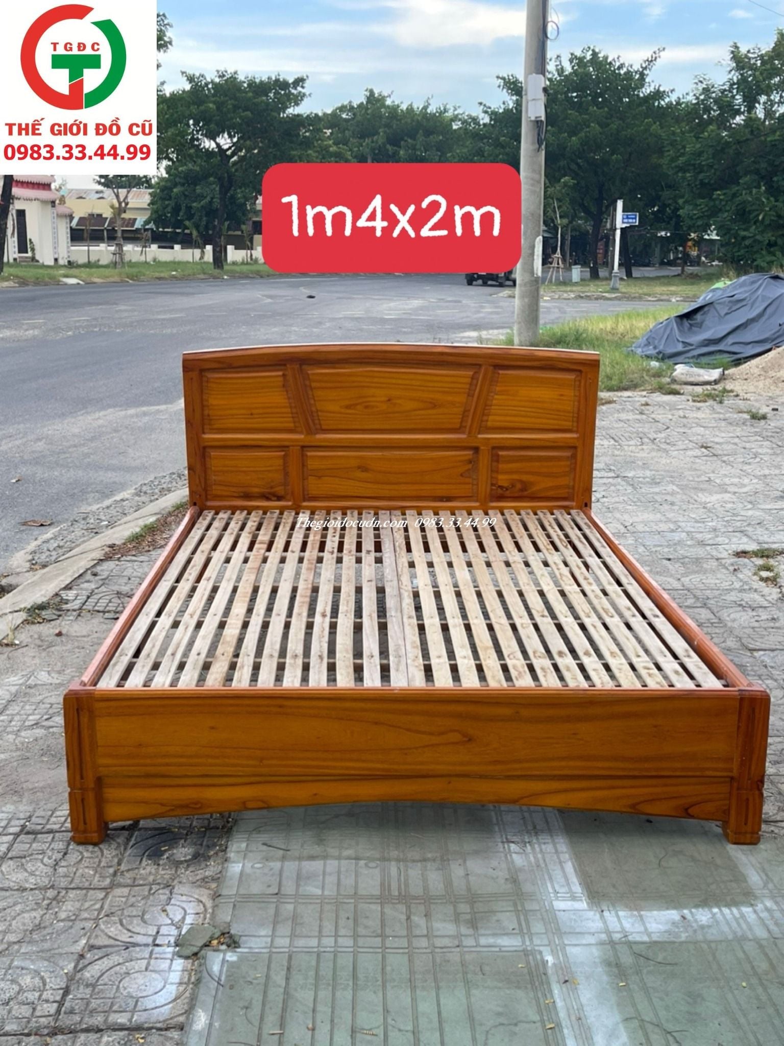 GIƯỜNG GỖ 1M4