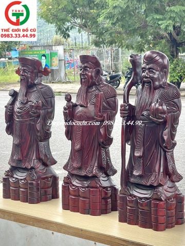BỘ 3 TƯỢNG PHẬT PHÚC - LỘC - THỌ GỖ TRẮC ĐỎ ĐEN