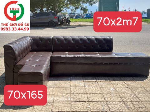 SOFA GÓC L ĐỆM DA NÂU