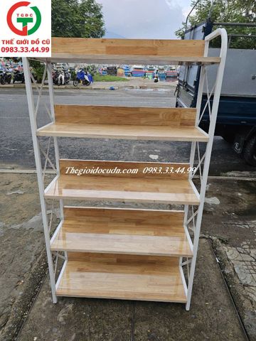 KỆ TRƯNG BÀY GỖ KHUNG SẮT 5 TẦNG
