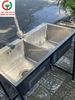 CHẬU RỬA 2 HỌNG VUÔNG INOX 304
