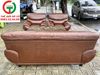 BỘ SOFA ĐỆM DA NÂU BÀN MẶT ĐÁ SANG TRỌNG