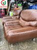 BỘ SOFA ĐỆM DA NÂU BÀN MẶT ĐÁ SANG TRỌNG
