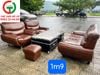BỘ SOFA ĐỆM DA NÂU BÀN MẶT ĐÁ SANG TRỌNG