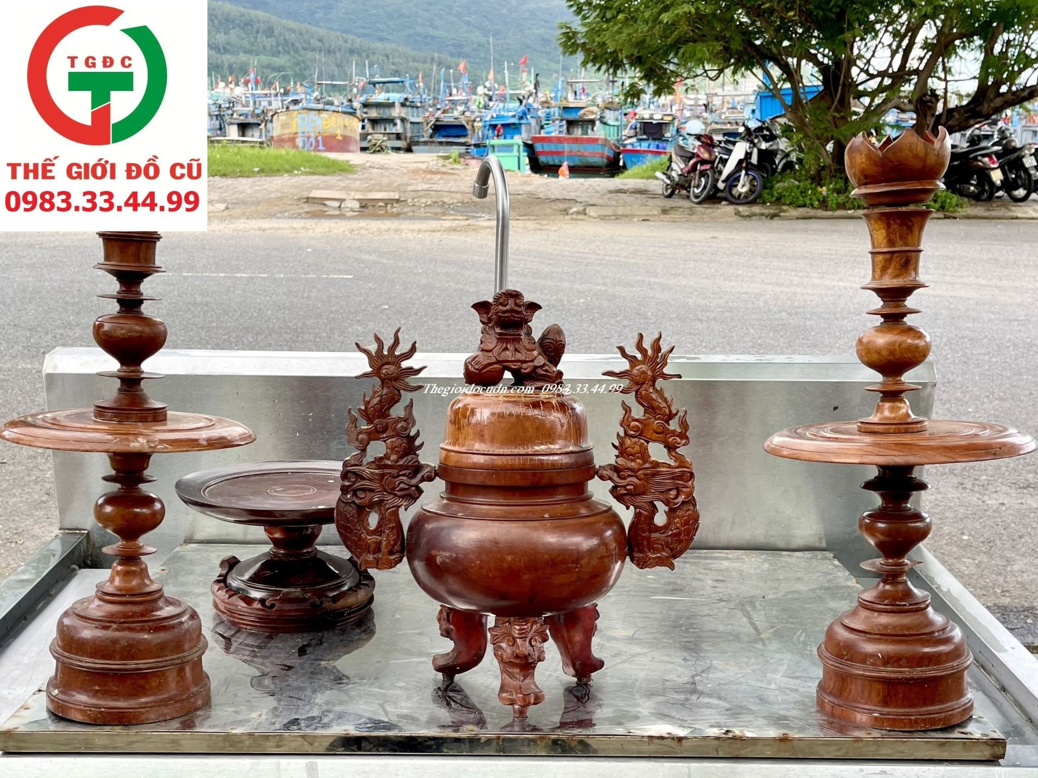 COMBO NỒI HƯƠNG - ĐĨA TRÁI CÂY - CHÂN ĐÈN GỖ HƯƠNG