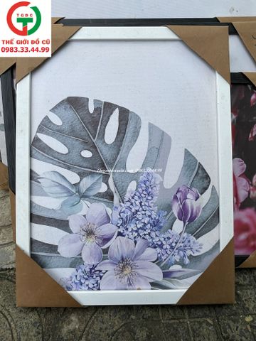 TRANH TƯỜNG CANVAS IN HOA VÀ LÁ CÂY NHIỆT ĐỚI DECOR PHÒNG