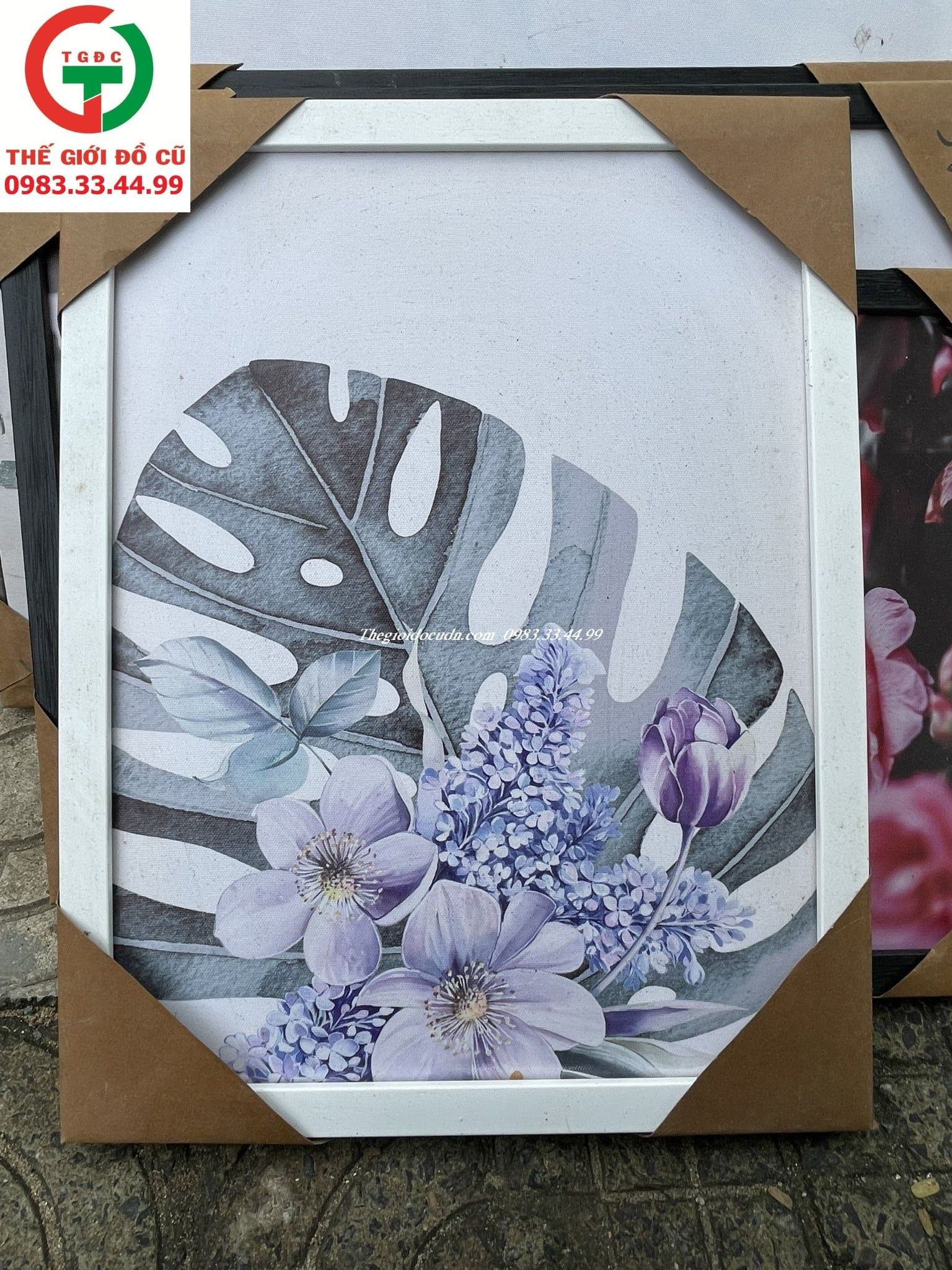TRANH TƯỜNG CANVAS IN HOA VÀ LÁ CÂY NHIỆT ĐỚI DECOR PHÒNG