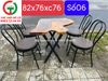 BÀN GHẾ CAFE NHÀ HÀNG GỖ ME TÂY GHẾ ĐỆM SẮT
