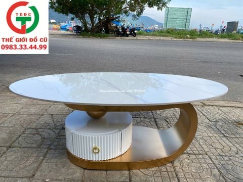 BÀN TRÀ MẶT ĐÁ CHÂN SẮT MẠ MÀU ĐỒNG