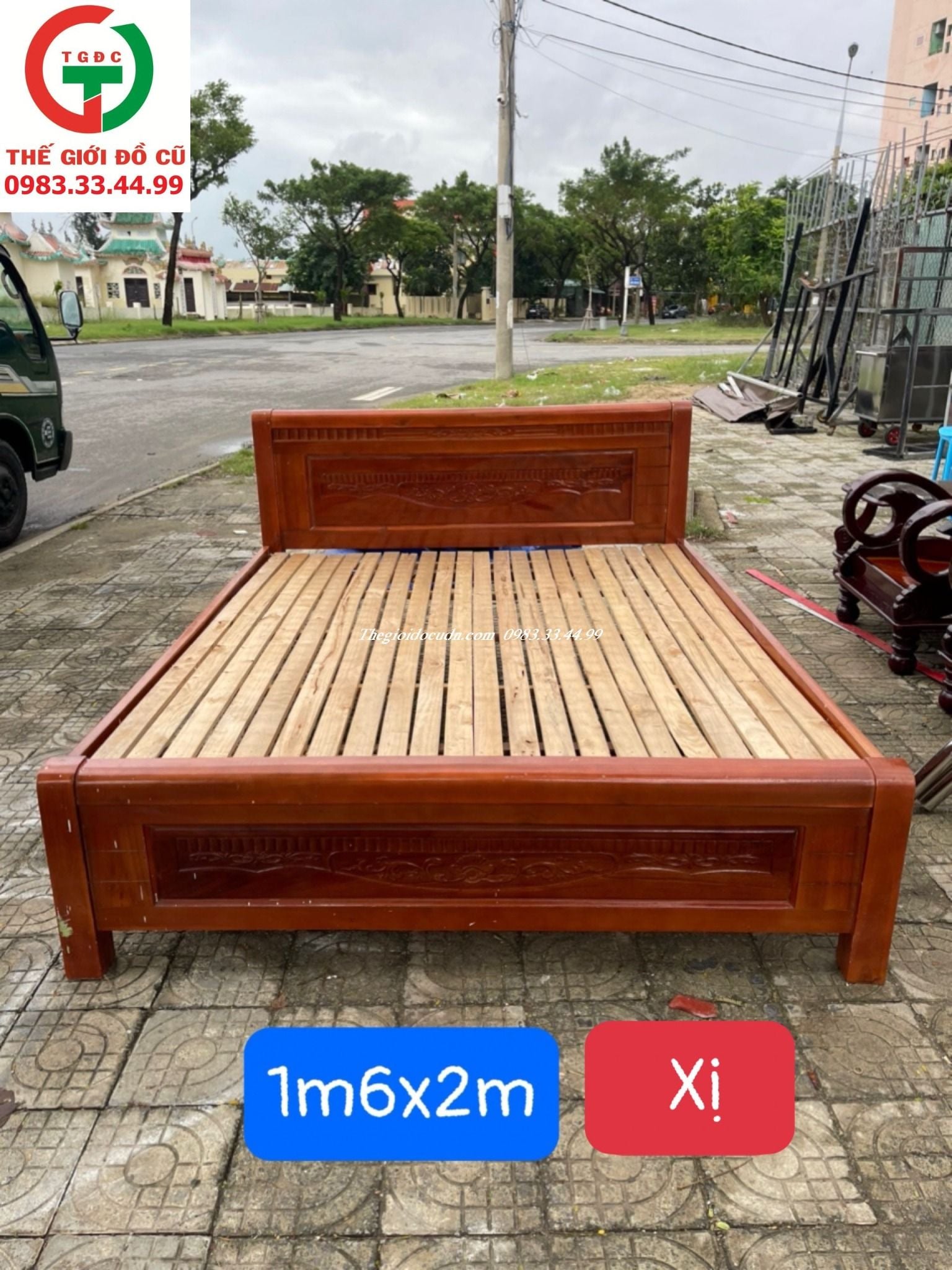 GIƯỜNG GỖ XOAN ĐÀO 1M6