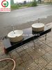 BÀN RỬA TAY LAVABO 2 CHẬU MẶT ĐÁ CHÂN SẮT