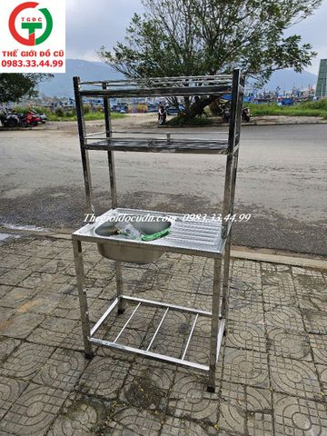 CHẬU RỬA INOX 1 HỌNG LIỀN KỆ