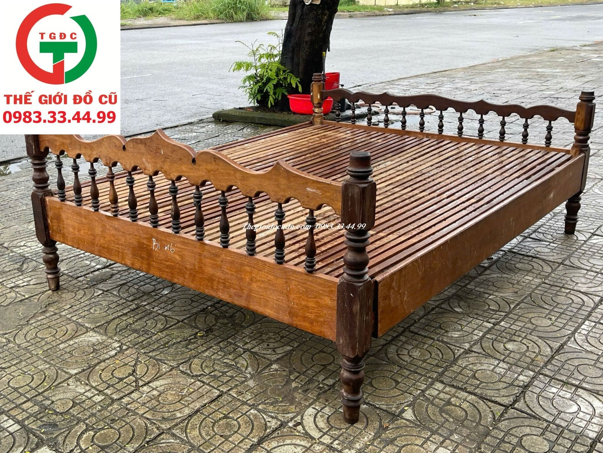 GIƯỜNG TIỆN GỖ HƯƠNG XƯA 1M65