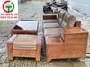 BỘ SALON GỖ ĐỆM DA NÂU