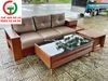 BỘ SALON GỖ ĐỆM DA NÂU