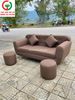 BỘ GHẾ SOFA BĂNG MÀU NÂU CHÂN GỖ