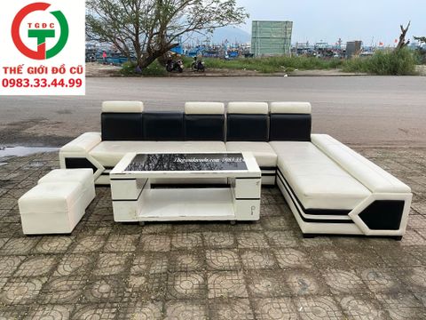 BỘ SOFA GÓC ĐỆM DA