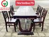 BỘ BÀN  TRÀ CHÂN V 6 GHẾ GỖ XƯA