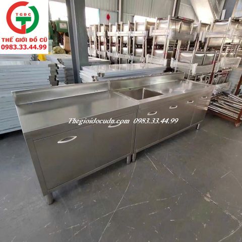 BÀN CHẾ BIẾN - BÀN PHA CHẾ INOX CÓ TỦ DƯỚI